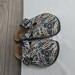 Birkenstock Amsterdam Colorful Floral Patterned Vegan Clog Sandals size 39 L8 M6